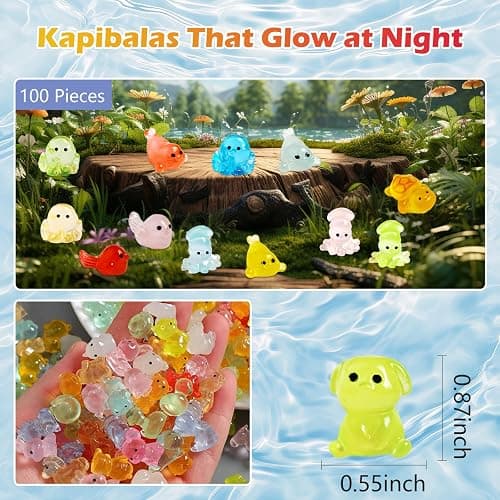 100 Pcs Mystery Bag Mini Resin Animals Glow in The Dark Figurines, Mini Figures Blind Bags for DIY Crafts, Fairy Garden Decor, Dollhouse Accessories, Party Favors, Surprise Gifts for Kids thumbnail 6