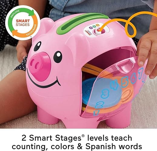Fisher-Price Baby & Toddler Toy Laugh & Learn Smart Stages Piggy Bank with Educational Songs & Phrases for Infants Ages 6+ Months - Frustration Free Packaging thumbnail 3
