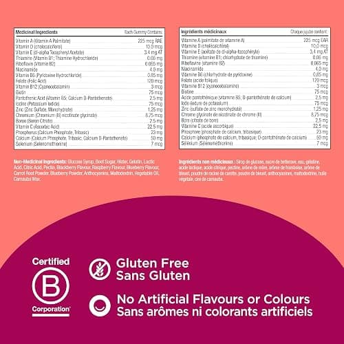 OLLY Women's Multi Gummy Supplement with no artificial flavours and colours Blissful Berry multivitamin to help support women's health 45 day supply 90 gummies thumbnail 6