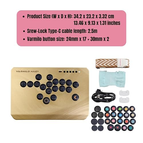 Varmilo HA10+ Rapid trigger All button arcade controller Leverless fight stick Two Versions Standard PC Only or Pro Compatible with PC PS4 PS5 Switch1 Switch2 (Golden Cosmos, Pro (Multi-Platform)) thumbnail 2