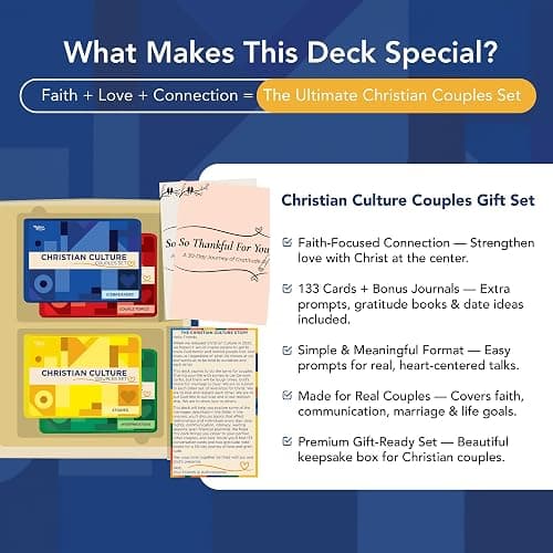 Kulture Games Christian Couples Card Game - 133 Faith-Based Conversation Cards with 2 Gratitude Notebooks + Date Night Adventures - Couples Game for Adults, Wedding Set thumbnail 6