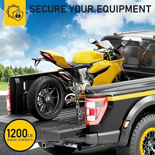 AUGO Retractable Ratchet Straps | 4 Heavy Duty Ratchet Straps Self Retractable Tie Down Straps with Soft Loops & Storage Bag for Motorcycle, Truck, Trailer, Cargo Van | 1200 Lb Break Strength 1” x 10’ thumbnail 6