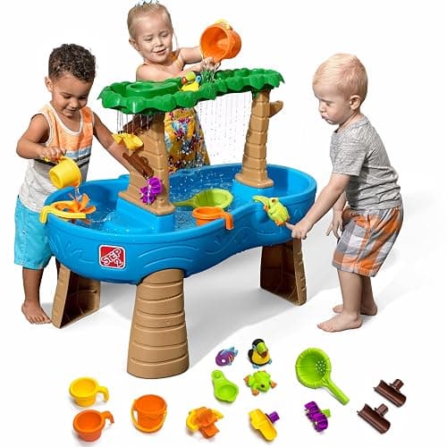 Step2 Tropical Rainforest Water Table, Kids Water and Sand Activity Sensory Playset, Summer Outdoor Toys, 13 Piece Water Toy Accessories, For Toddlers 1.5+ Years Old, Blue & Brown - Image 1