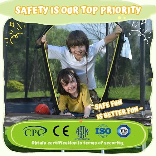 ACWARM HOME Trampoline Outdoor 14FT 12FT 10FT 8FT with Safety Enclosure Net, Recreational Trampoline for Kids and Adults, Anti-Rust, ASTM Approved, Black thumbnail 5