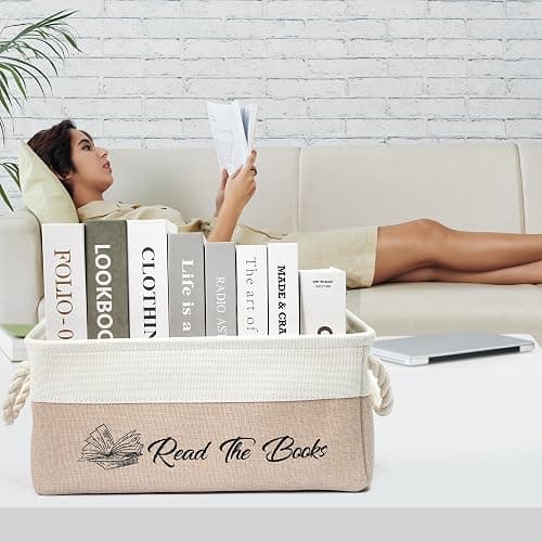 Book Storage Baskets for Organizing, Book Lover Gifts Read The Books List Storage Organizer with Handles, Durable&Collapsible Storage Bin Bookworm Gift - Perfect for Club Members Teacher Student thumbnail 7