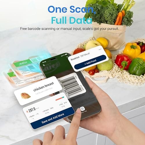 Etekcity Smart Food Kitchen Scale with Nutritional Calculator, Free App with 19 Nutrients Tracking, Calorie, Marco, Digital grams and ounces for weight loss, Premium Stainless Steel, 11lb thumbnail 4