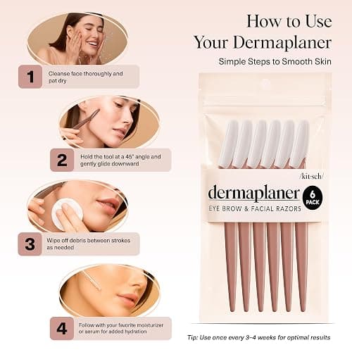 Kitsch Dermaplane Razor for Women Face – Face Razors for Women & Men, Eyebrow Trimmer & Face Shaver – Exfoliating Facial Razor & Skin Care Tool for Smoother Skin - Terracotta, 6 pcs thumbnail 7