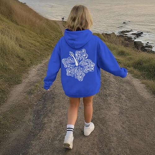 Lubpow Cute Pink Hoodie Kids Girls Aesthetic Preppy Hibiscus Flower Puff Hoodies Kawaii Hawaii Palm Beach Graphic Pullover thumbnail 6