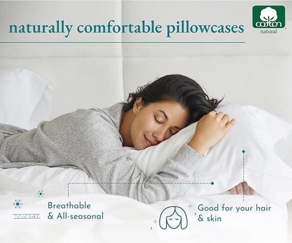 California Design Den 100% Cotton Pillow Cases Standard Size Set of 2, Soft Sateen Weave Pillowcase Set (Standard/Queen, Seafoam) thumbnail 2