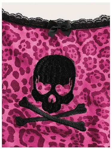 RoseSeek Women's Y2K Leopard Cami Top Skull Print Lace Trim Grunge Tops Spaghetti Strap Camisole thumbnail 3