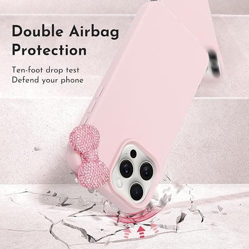 zcvbjek Cute Case for iPhone 15 Plus 6.7" with HD Screen Protector, Pink Glitter Rhinestone Bow Phone Cases, Soft Silicone Shockproof Protective Phone Cover for Women Girls & Girls Kids thumbnail 3