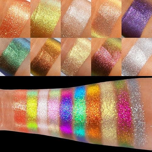 UCANBE Chameleon Multichrome Eyeshadow Palette, 10 Colors Shifting Chromatic Sparkling Metallic Eye Shadow, Multi-Use Blendable Holographic Glitter Shimmer Eye Makeup Palllet (Lunar Mirage) thumbnail 4