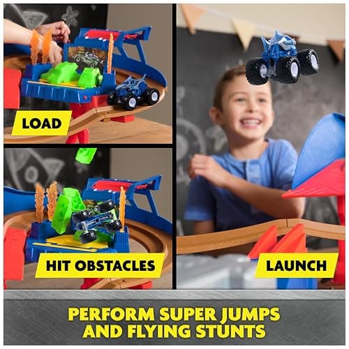 Monster Jam Supercharge Speedway Monster Truck Playset, 1:64 Scale | Figure-8 Loop Track with Lights, El Toro Loco & Megalodon Toy Trucks, Epic Racing Action, Pretend Play Gifts for Kids Ages 3+ thumbnail 2