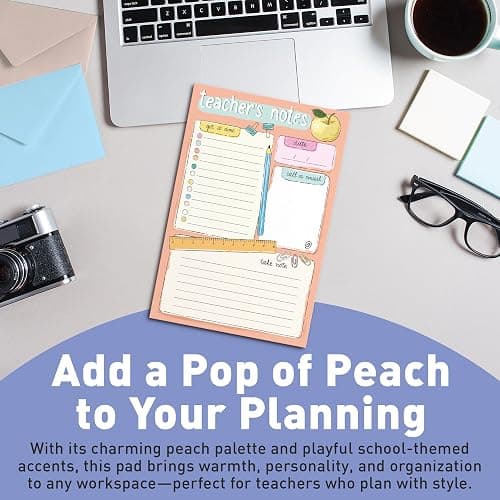 Sweetzer & Orange Teacher Planner Pad – Weekly Undated Lesson Planner for Teachers – 60 Tear-Off Sheets – 9” x 6” Compact Desk Notepad with Notes and Contact Section – Stylish Peach Border thumbnail 6