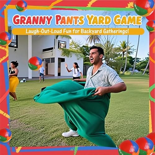 Granny Pants Yard Game, Granny Pants Outdoor Game - Oversized Giant Pants Game with Bouncy Balls & Pump, Backyard Parties, Field Day Fun for Adults & Kids thumbnail 2
