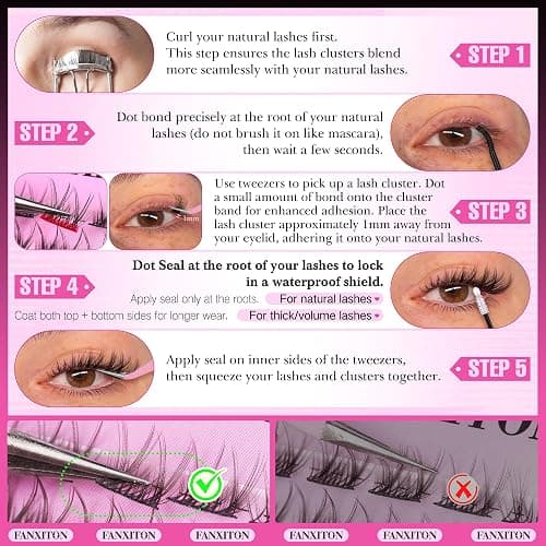 DIY Lash Extension Kit Natural Look Wispy Lash Clusters D 154 pcs Lashes Clusters 8-16 mm Eyelash Extension Kit Lash Bond and Seal Lash Tweezers Individual Lashes Lash Cluster Kit For Beginners thumbnail 8