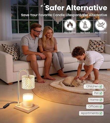 TigQiang Elegant Clear Candle Warmer Lamp with Timer, Decor Gifts for Women | Dimmer 7 Level Bright, 2 Bulbs, Top Melting, Home House Warming, Wax Warmer for Jar Candle, Electric Heater Scented Wax thumbnail 3