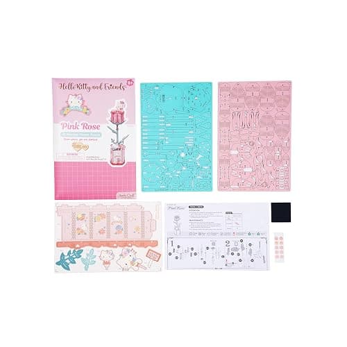 Hands Craft Hello Kitty and Friends Pink Rose 3D Wooden Puzzle Kit | DIY Flower Model | Arts & Crafts for Adults & Kids | Creative Hobby Kits | Hello Kitty Collectible | Wood Building Set thumbnail 7
