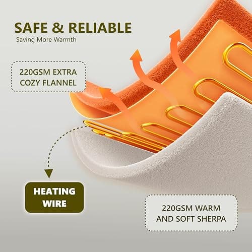 ⭐️Cozorbt Heat Blanket 62”x84” Twin Size,Soft Flannel & Sherpa Reversible Electric Blanket with 10 Heat Settings,12 Timer Setting and 8 Hours Auto-Shut Off,ETL Certified Machine Washable,Ivory thumbnail 7