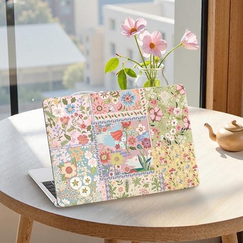 iCasso for MacBook Air 13 inch Case 2020 2019 2018 Release A2337 M1 A2179 A1932, Flower Hard Shell Protective Case for MacBook Air 13.3 inch + Keyboard Cover + Screen Film, Pink thumbnail 7