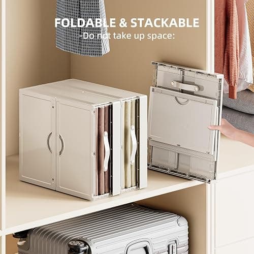 MSHOMELY Plastic Bed Sheet Organizers and Storage 4 Pack Sheet Set Storage Organizer, Foldable Linen Closet Organizer with Window, Lockable Storage Bins for for Bedding Sheets, Duvet Covers, Blankets thumbnail 6