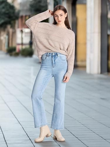 Prettyleaf Petite Women's 24"/26"/28"/30" Stretch Flare Jeans High Waisted Curvy Bootcut Denim Pants thumbnail 3