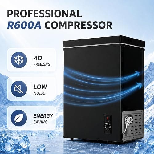 3.5 Cu.Ft Chest Freezer, Small Deep Freezer with 7 Adjustable Thermostat, Low Noise & Energy Saving Compact Mini Freezer with Removable Basket for Home, Garage, Basement, Apartment, Dorm thumbnail 6