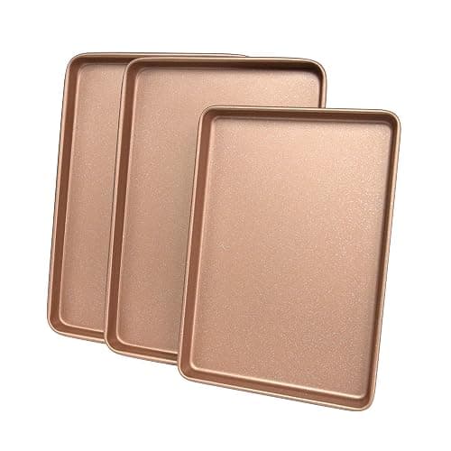 casaWare 3pc Ultimate Commercial Weight Cookie Sheet Set, Two 15 x 10-Inch Pans, One 13 x 9-Inch-Inch Pan (Rose Gold Granite) thumbnail 2