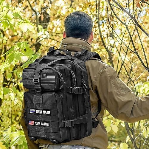 2PCS Customizable Name Patches, Iron-on Or Hook Fastener，Personalized Tactical Morale Embroidered Name Tags with American Flag Patch for Hats Caps Bags Backpacks Tactical Vest Military thumbnail 2