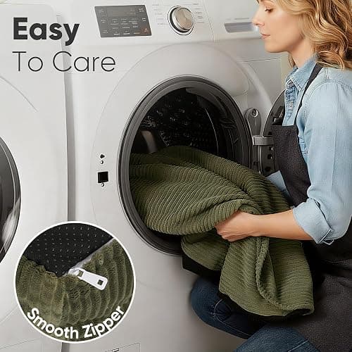 FUKUMARU Dog Couch Bed, Corduroy Cozy Cat Bed for Indoor Cats with Washable Cover, 28in Waterproof Orthopedic Dog Beds Sofa for Small Dogs and Large Cats, Cute Warm Cotton Pet Sofa, Green thumbnail 5