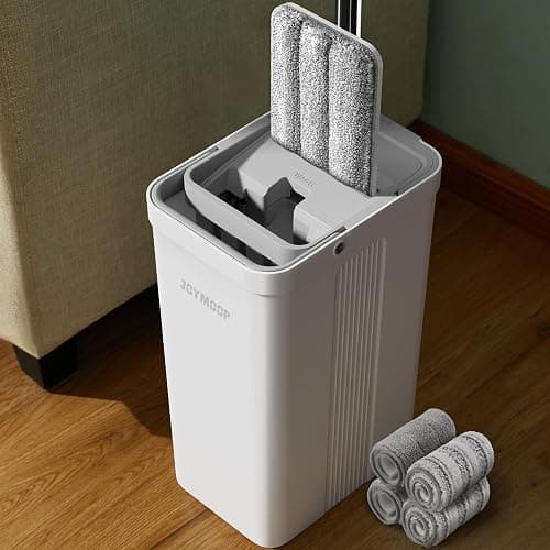 JOYMOOP Mop and Bucket Set with Wringer, Flat Mops for Floor Cleaning, Wall Mop Cleaner with Long Handle, Hardwood Floor Mop with 4 Microfiber Pads - Image 1