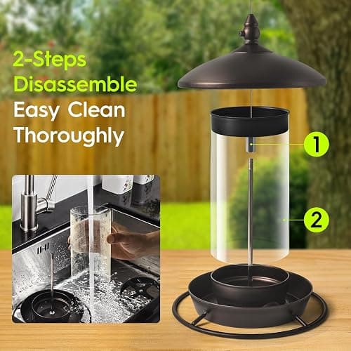 Youvip Metal Roof Bird Feeder - Chew Proof for Outdoor Hanging Wild Bird Seeds. Bronze thumbnail 6
