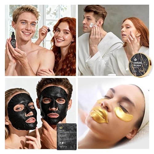 Valentines Day Gifts for Women & Men, Charcoal 23 Pcs Skin Care Set, Bath and Body Kit, Spa Gift Set, Birthday Gifts, Serum, Face Oil, Sheet Mask, Clay Mask, Bath Bombs, Christmas, Mother Day, Dad thumbnail 2
