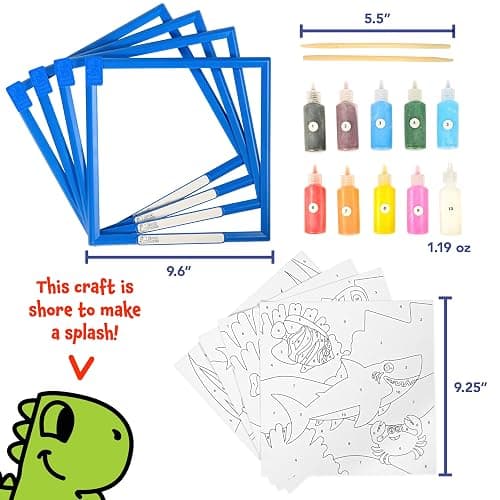 Ready 2 Learn Sand Art Gallery - Color by Number - Sea Life - Sand Art Kit for Kids - 10 Bright Colors - 4 Design Sheets with Frames - 2 Styluses thumbnail 3
