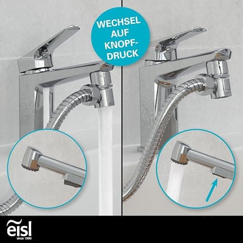 EISL DX25 Waschbeckenbrause, Handbrause für Küche, Bad, Waschküche oder Werkstatt, Waschbeckendusche, ideal zum Nachrüsten, Set mit Schlauch (150mm) und Adapter, Toilettenbrause, Chrom thumbnail 4