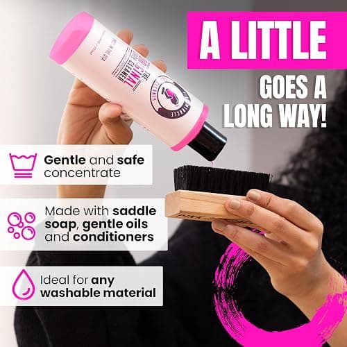 Pink Miracle Shoe Cleaner Kit with Bottle and Brush For Fabric Cleaner For Leather, Whites, Suede and Nubuck Sneakers thumbnail 3