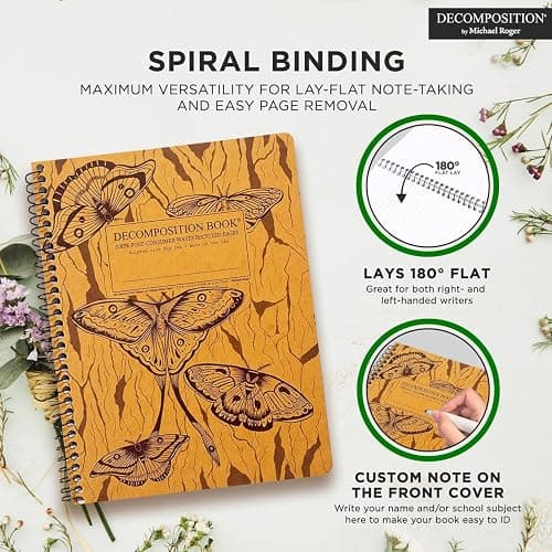 Decomposition Midnight Moths College Ruled Spiral Notebooks – 9.75 x 7.5 Journal with 160 Lined Pages – Notebooks for School Supplies, Home & Office – 100% Recycled Paper – Made in USA thumbnail 6