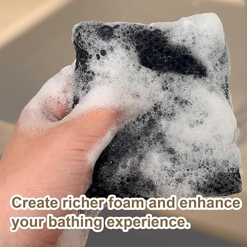 Beiskll 2 Pack Soap Bag Different Roughness Deep and Gentle,Bar Soap Pouch Saver Pocket,Body Scrubber Shower Sponge Loofah,Exfoliating Bath Sponge (Black) thumbnail 5