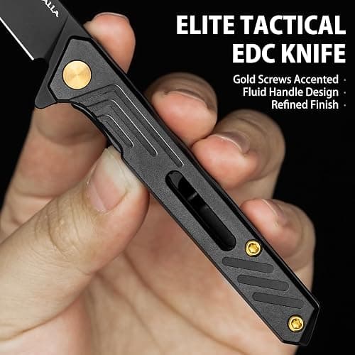 VALHALLA Slim EDC Pocket Knife, 3'' D2 Steel Reverse Tanto Folding Knife, Compact Work Knife, Pocket Knife For Men with Clip, Frame Lock, Gift For Men Women thumbnail 4