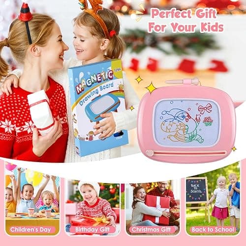 Smasiagon Toddler Toys Age 1-2, Magnetic Drawing Board, Early Learning Doodle Board Writing Painting Sketch Pad, Birthday Christmas Day Gifts for 1 2 3 Year Old (Pink) thumbnail 6