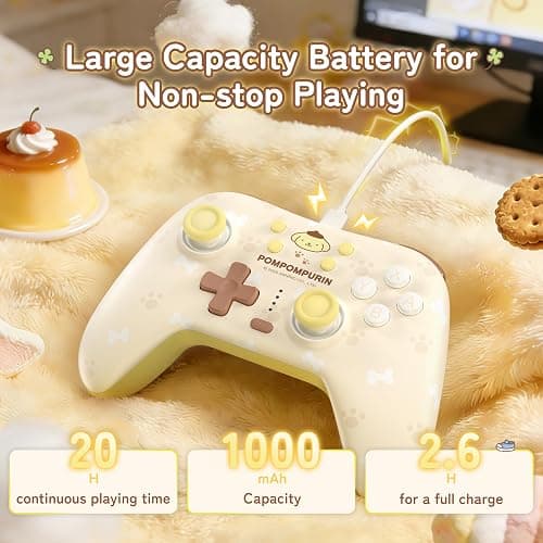 Kuitmor Yellow Switch Controller,Yellow Dog Hall Effect Controllers Wireless for Switch 2/1/OLED/Lite,PC,Android,iOS, Bluetooth + Wired + 2.4G Receiver,1000mAh Battery,6-Axis Gyro,Dual Vibration,RGB Breathing Light thumbnail 8