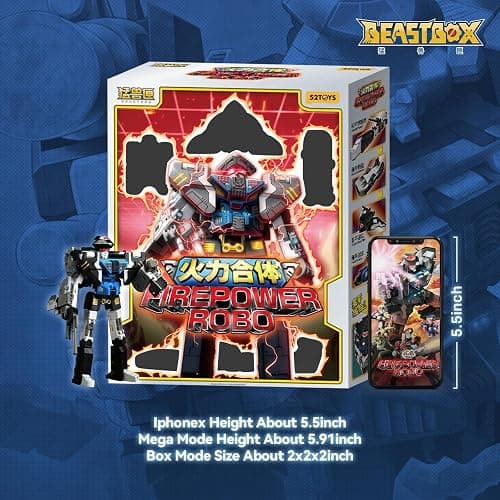 BEASTBOX INFINITYBOX 1/4 Squad Firepower ROBO Deformation Toys Action Figure, Converting Toys in Mecha and Cube, Perfect Birthday Party Gift for Teens and Adults thumbnail 5