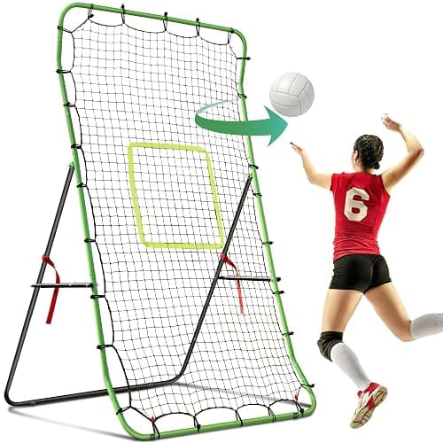 Upgraded Volleyball Rebounder Net 7x4 FT with Unique Curved Steel Frame, 7 Angles Adjustable Volleyball Practice Net Training Equipment, Foldable Bounce Back Net Also for Lacrosse, Baseball, Soccer - Image 1