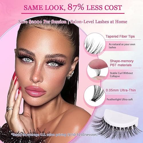 Waltz Lash Clusters Kit - Lash Clusters Lash Extension Kit with Bond and Seal Eyelash Cluster 20D30D40D50D-0.07D Cluster Eyelash Extensions Eyelash Extension Kit DIY at Home - Waltz thumbnail 2