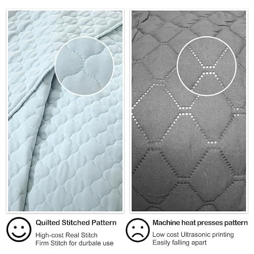 HORIMOTE HOME Quilt Twin Size Aqua Blue, Lightweight Quilt for Summer Ultra-Soft Microfiber Modern Style Quilted Clouds Pattern Bedspread Quit Set 2 Pieces (1 Quilt and 1 Pillow Sham) thumbnail 5
