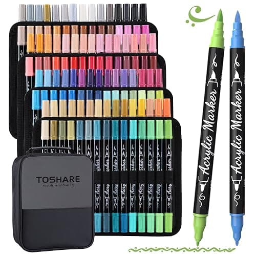 120 Colors Precision Dual Tip Acrylic Paint Markers Pens - Brush & Fine | Performs on Rock, Wood, Paper, Fabric, Egg, Scrapbook, Glass, Ceramic, Canvas, DIY Crafts Art Gift - School Supplies - Image 1