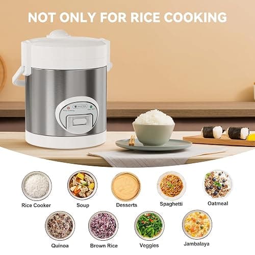 WHITE TIGER 1.5L Mini Rice Cooker for 5 Cups Uncooked (6 Cups Cooked), Smart Rice Cookers with One Touch & Auto Keep Warm, Portable Travel Small Rice Cooker with Lid and Removable Non-stick Pot, Suitable For 1-4 People Cooking Rice, Oatmeal, Veggies thumbnail 7