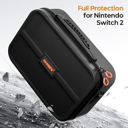 COOWPS Switch 2 Case for Nintendo Switch 2(2025), with 4Pcs Thumb Grips, 20 Game Card Slots, Hard Shell Full Protection All In One Carrying Case for Switch 2 Accessories Pro Controller, Black thumbnail 2