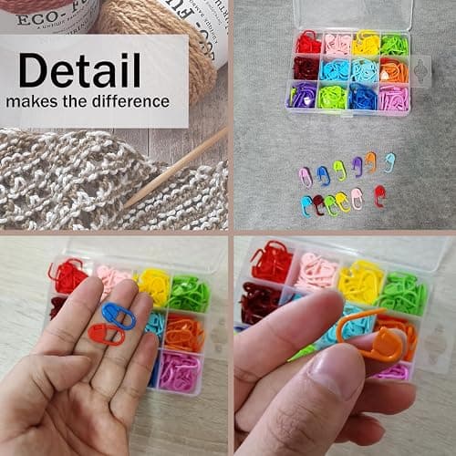 Urmspst 180PCS Stitch Markers, Knitting Crochet Locking Markers, Stitch Needle Clip Counter for Knitting Sewing Stitching, 12 Colors with Storage Case thumbnail 4