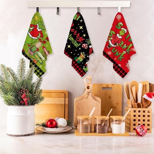 GEELION Christmas Hand Towels Set of 3 – 18 x 26 Inches, Soft & Funny Holiday Towels for Kitchen Bathroom, Great for Christmas Decor, Gifts for Women, Friends, Hostess thumbnail 5